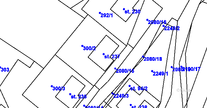 Parcela st. 237 v KÚ Jelení u Bruntálu, Katastrální mapa