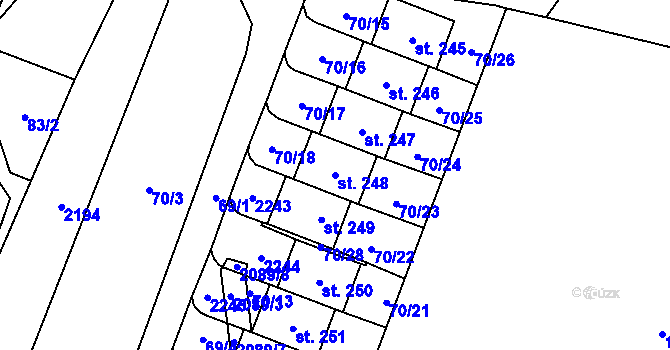 Parcela st. 248 v KÚ Jelení u Bruntálu, Katastrální mapa
