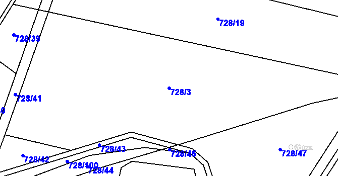 Parcela st. 728/3 v KÚ Jelení u Bruntálu, Katastrální mapa