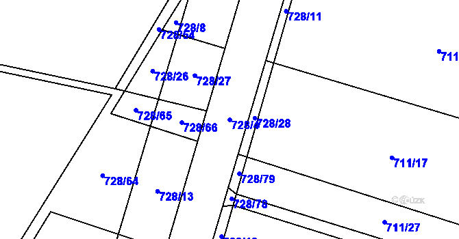 Parcela st. 728/4 v KÚ Jelení u Bruntálu, Katastrální mapa