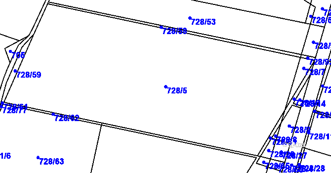 Parcela st. 728/5 v KÚ Jelení u Bruntálu, Katastrální mapa