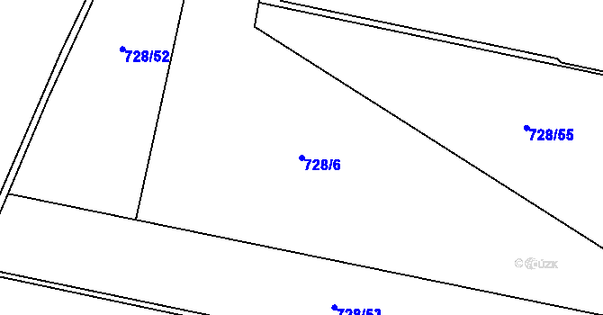 Parcela st. 728/6 v KÚ Jelení u Bruntálu, Katastrální mapa