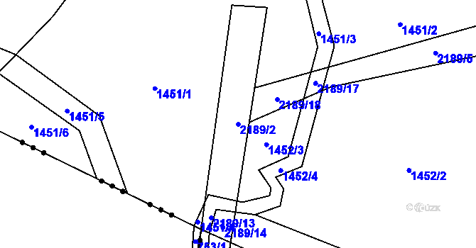 Parcela st. 2189/2 v KÚ Jelení u Bruntálu, Katastrální mapa