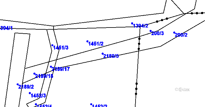 Parcela st. 2189/5 v KÚ Jelení u Bruntálu, Katastrální mapa