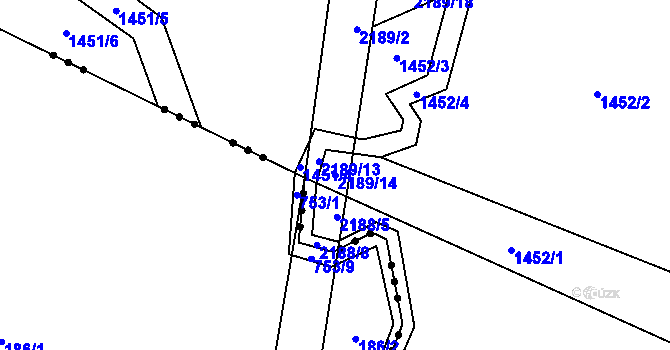 Parcela st. 2189/14 v KÚ Jelení u Bruntálu, Katastrální mapa