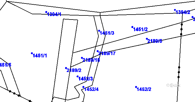 Parcela st. 2189/17 v KÚ Jelení u Bruntálu, Katastrální mapa