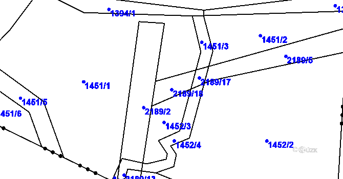 Parcela st. 2189/18 v KÚ Jelení u Bruntálu, Katastrální mapa