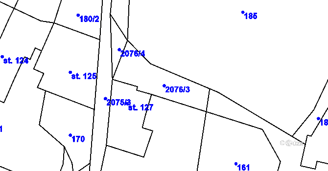 Parcela st. 2076/3 v KÚ Jelení u Bruntálu, Katastrální mapa