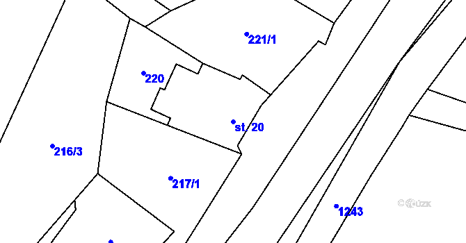 Parcela st. 20 v KÚ Milotice nad Opavou, Katastrální mapa