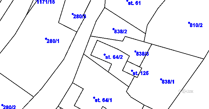 Parcela st. 64/2 v KÚ Milotice nad Opavou, Katastrální mapa