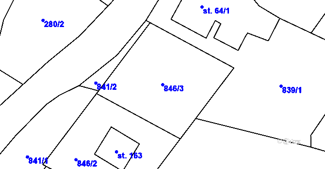 Parcela st. 846/3 v KÚ Milotice nad Opavou, Katastrální mapa