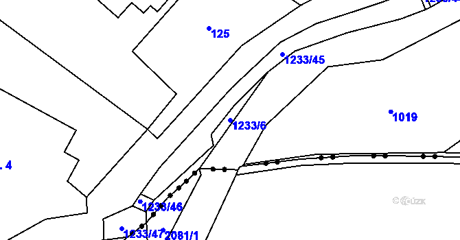 Parcela st. 1233/6 v KÚ Milotice nad Opavou, Katastrální mapa