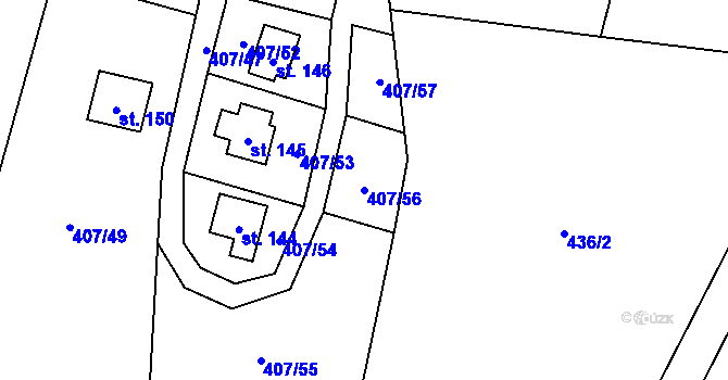 Parcela st. 407/56 v KÚ Milotice nad Opavou, Katastrální mapa