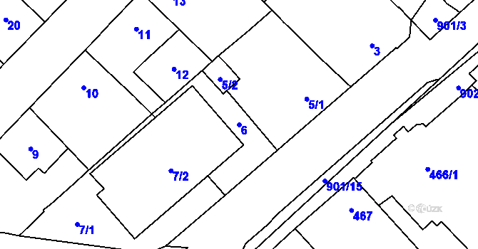 Parcela st. 6 v KÚ Milovice nad Labem, Katastrální mapa