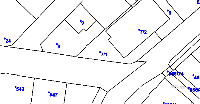 Parcela st. 7/1 v KÚ Milovice nad Labem, Katastrální mapa