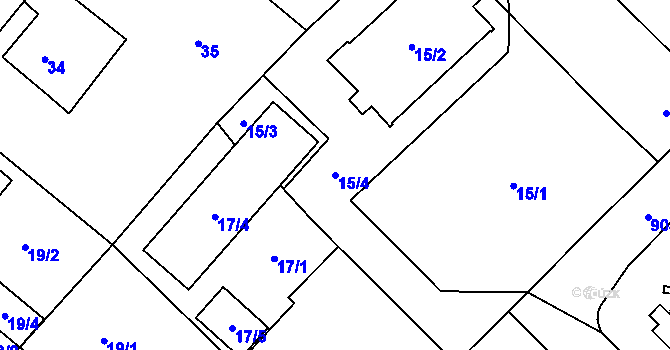 Parcela st. 15/4 v KÚ Milovice nad Labem, Katastrální mapa