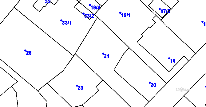 Parcela st. 21 v KÚ Milovice nad Labem, Katastrální mapa
