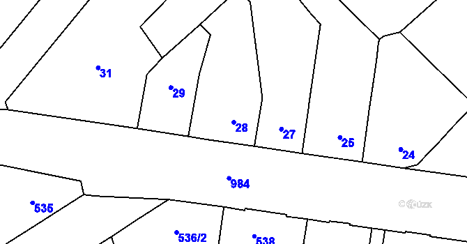 Parcela st. 28 v KÚ Milovice nad Labem, Katastrální mapa