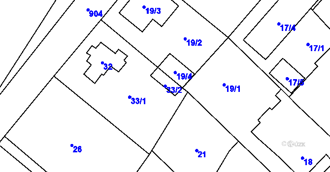 Parcela st. 33/2 v KÚ Milovice nad Labem, Katastrální mapa