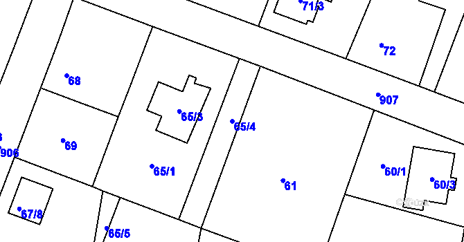 Parcela st. 65/4 v KÚ Milovice nad Labem, Katastrální mapa