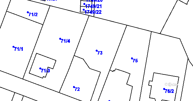 Parcela st. 73 v KÚ Milovice nad Labem, Katastrální mapa