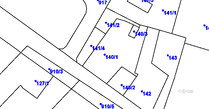 Parcela st. 140/1 v KÚ Milovice nad Labem, Katastrální mapa