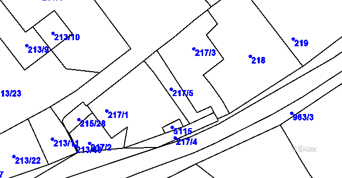 Parcela st. 217/5 v KÚ Milovice nad Labem, Katastrální mapa