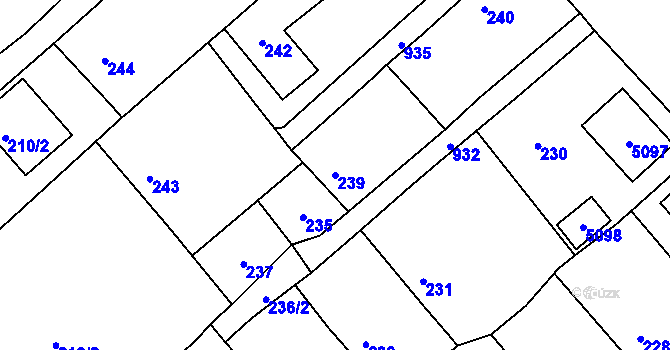 Parcela st. 239 v KÚ Milovice nad Labem, Katastrální mapa