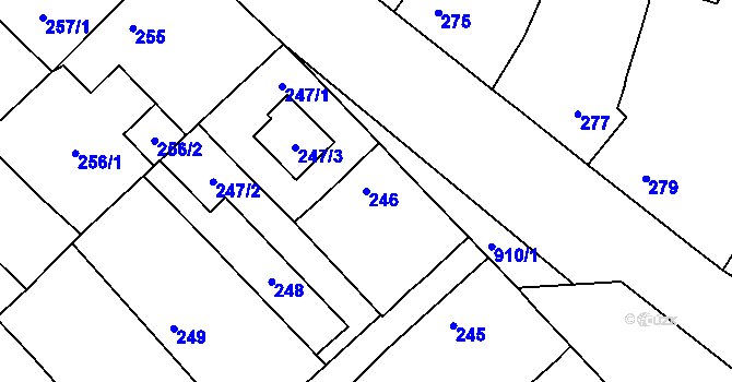 Parcela st. 246 v KÚ Milovice nad Labem, Katastrální mapa