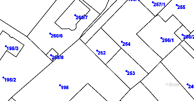 Parcela st. 252 v KÚ Milovice nad Labem, Katastrální mapa