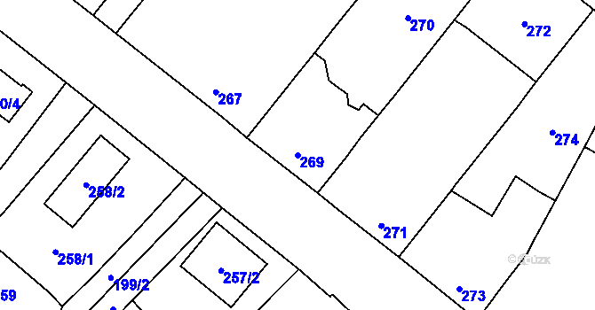 Parcela st. 269 v KÚ Milovice nad Labem, Katastrální mapa