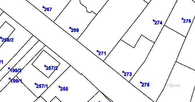 Parcela st. 271 v KÚ Milovice nad Labem, Katastrální mapa