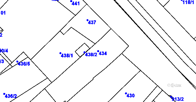 Parcela st. 434 v KÚ Milovice nad Labem, Katastrální mapa