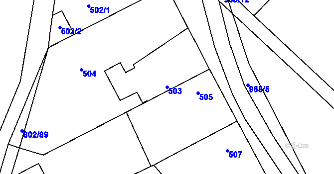 Parcela st. 503 v KÚ Milovice nad Labem, Katastrální mapa