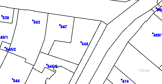 Parcela st. 548 v KÚ Milovice nad Labem, Katastrální mapa