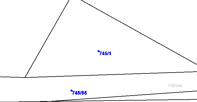 Parcela st. 745/1 v KÚ Milovice nad Labem, Katastrální mapa