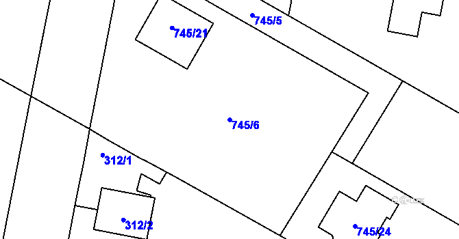 Parcela st. 745/6 v KÚ Milovice nad Labem, Katastrální mapa