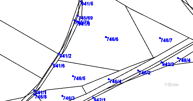 Parcela st. 746 v KÚ Milovice nad Labem, Katastrální mapa