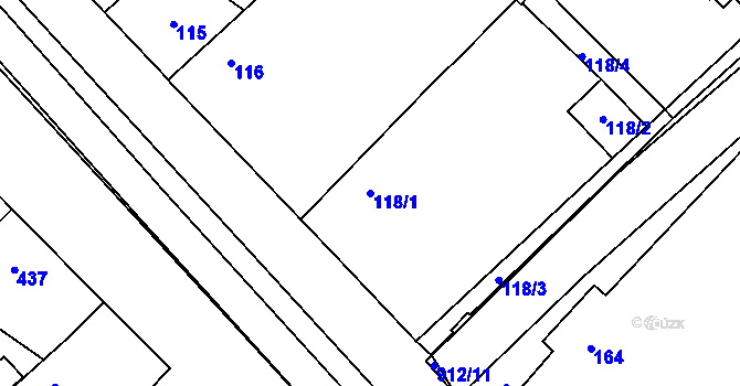 Parcela st. 118/1 v KÚ Milovice nad Labem, Katastrální mapa