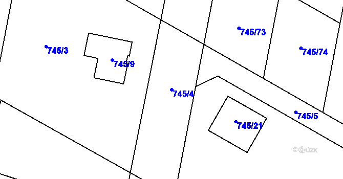 Parcela st. 745/4 v KÚ Milovice nad Labem, Katastrální mapa