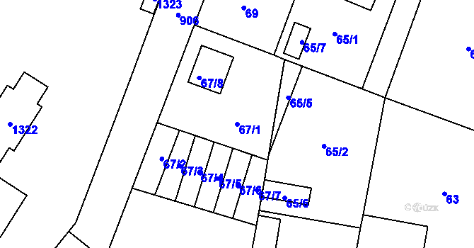 Parcela st. 67/1 v KÚ Milovice nad Labem, Katastrální mapa
