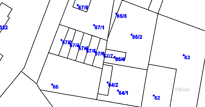 Parcela st. 67/7 v KÚ Milovice nad Labem, Katastrální mapa