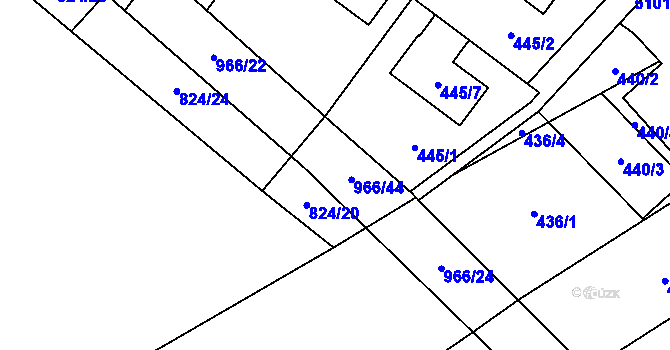 Parcela st. 966/23 v KÚ Milovice nad Labem, Katastrální mapa