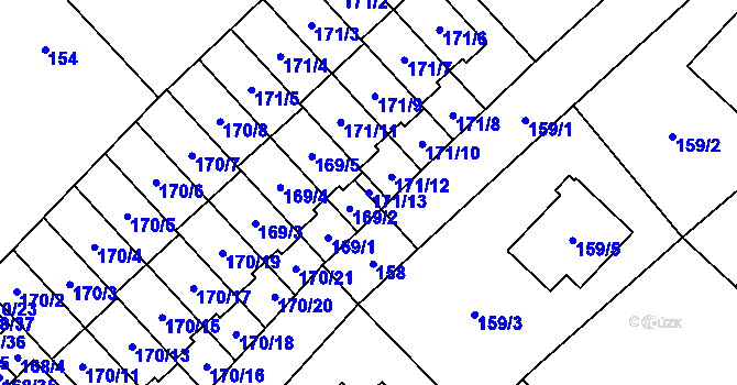 Parcela st. 171/13 v KÚ Milovice nad Labem, Katastrální mapa