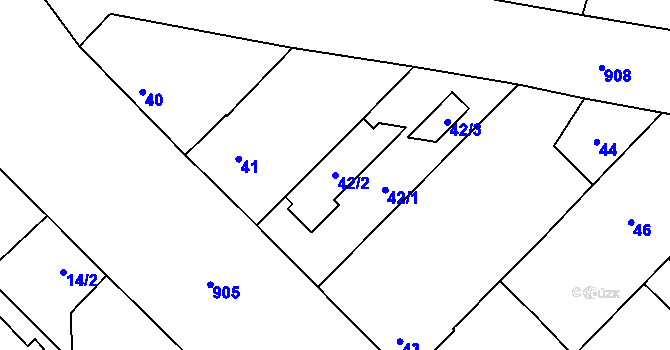 Parcela st. 42/2 v KÚ Milovice nad Labem, Katastrální mapa