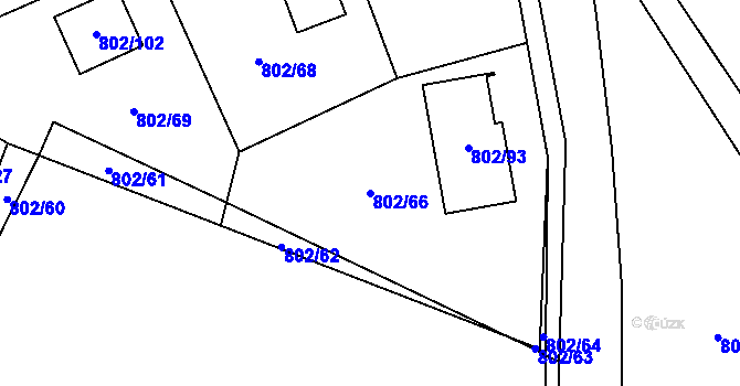 Parcela st. 802/66 v KÚ Milovice nad Labem, Katastrální mapa