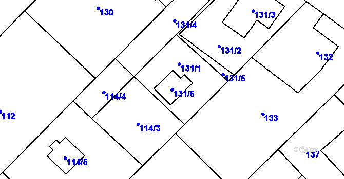 Parcela st. 131/6 v KÚ Milovice nad Labem, Katastrální mapa