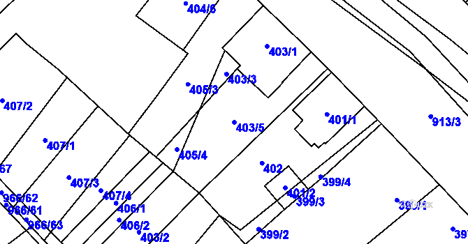 Parcela st. 403/5 v KÚ Milovice nad Labem, Katastrální mapa