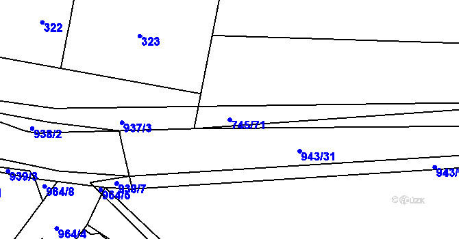 Parcela st. 745/71 v KÚ Milovice nad Labem, Katastrální mapa