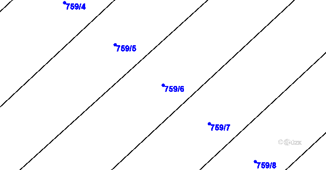 Parcela st. 759/6 v KÚ Milovice nad Labem, Katastrální mapa